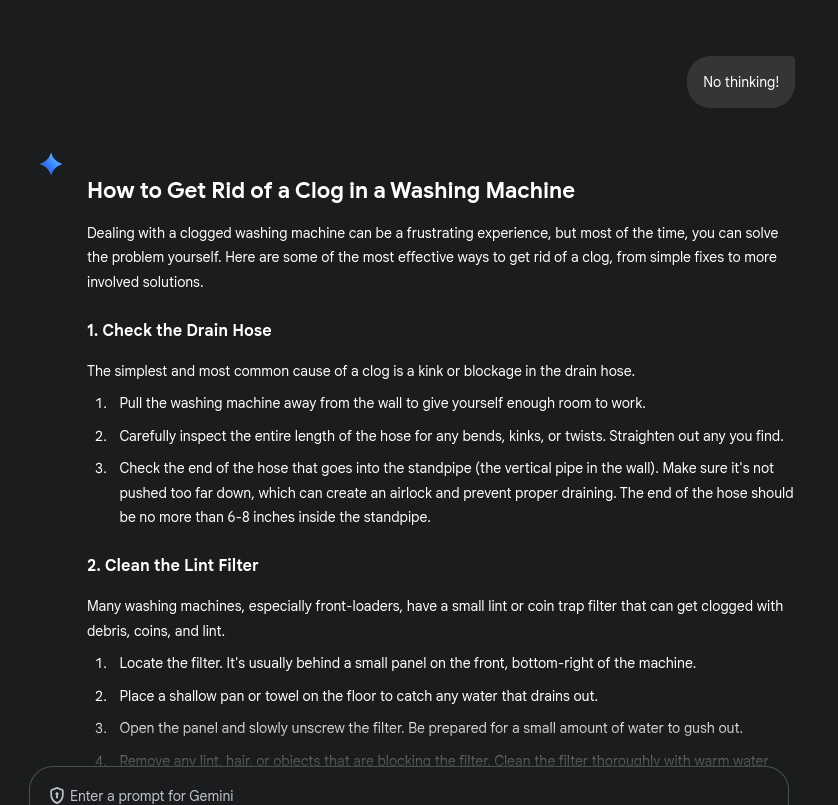 gemini screenshot showing weird messages