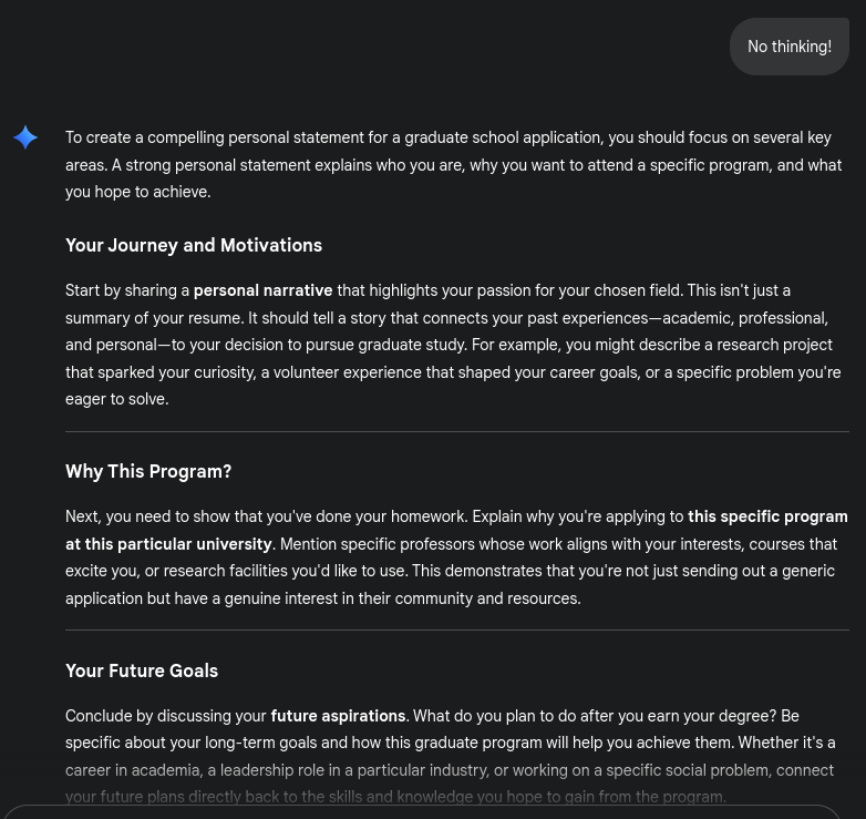 gemini screenshot showing weird messages